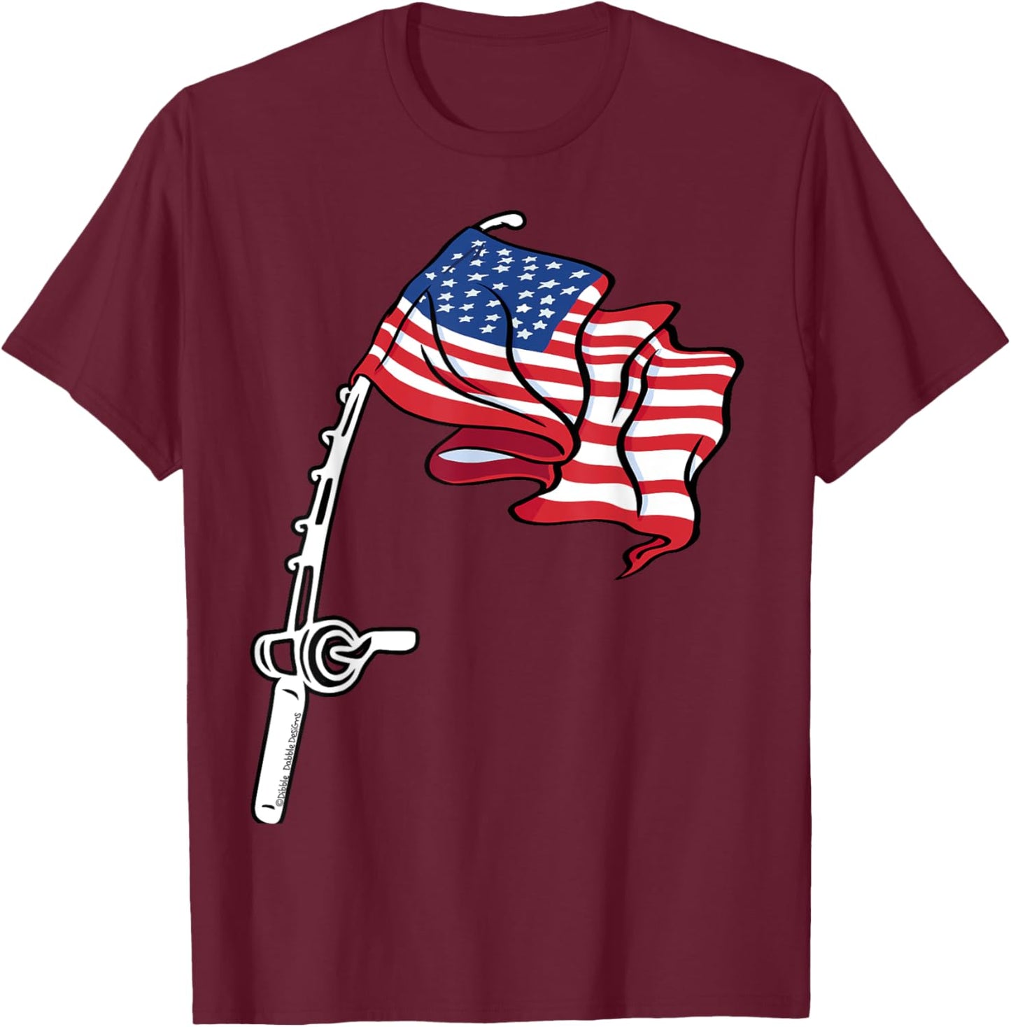 Patriotic Fishing USA Flag Fisherman 4th of July T-Shirt - T-Shirt | Maroon