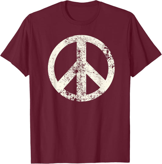 Peace Sign Bright Colorful Flowers 60's 70's Hippie Costume T-Shirt - T-Shirt | Maroon