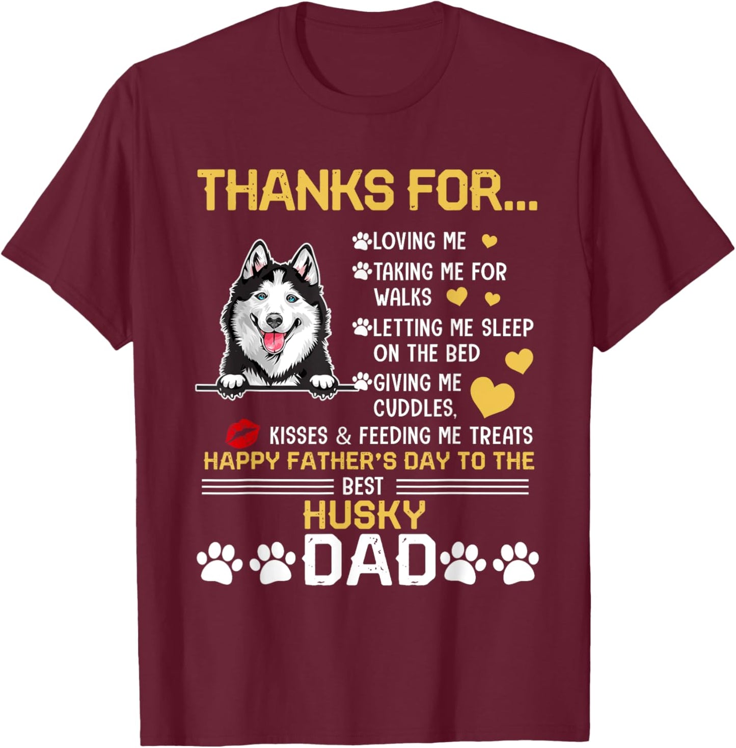 Best Husky Dog Dad Lover Happy Father's Day Women T-Shirt - T-Shirt | Maroon