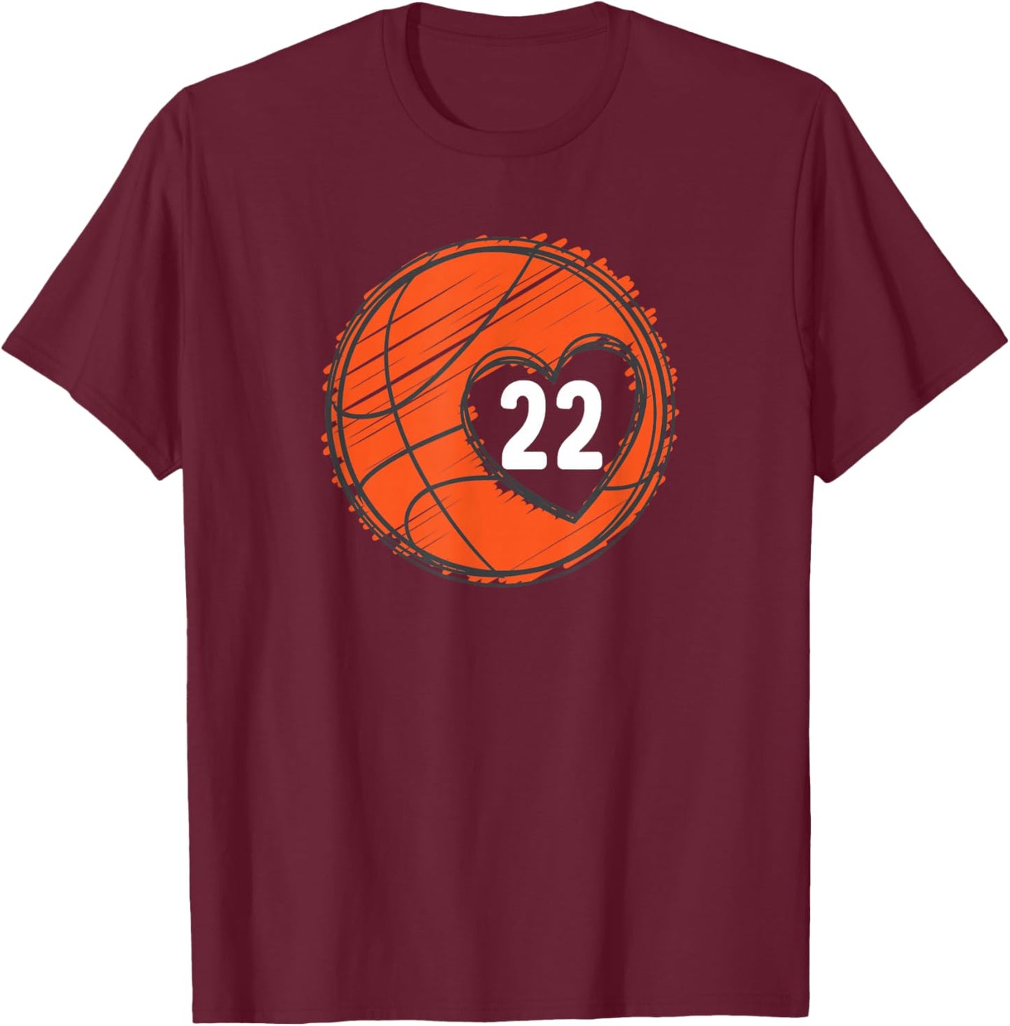 #22 Number 22 - Basketball Graphic Saying Ball Bball Cute T-Shirt - T-Shirt | Maroon