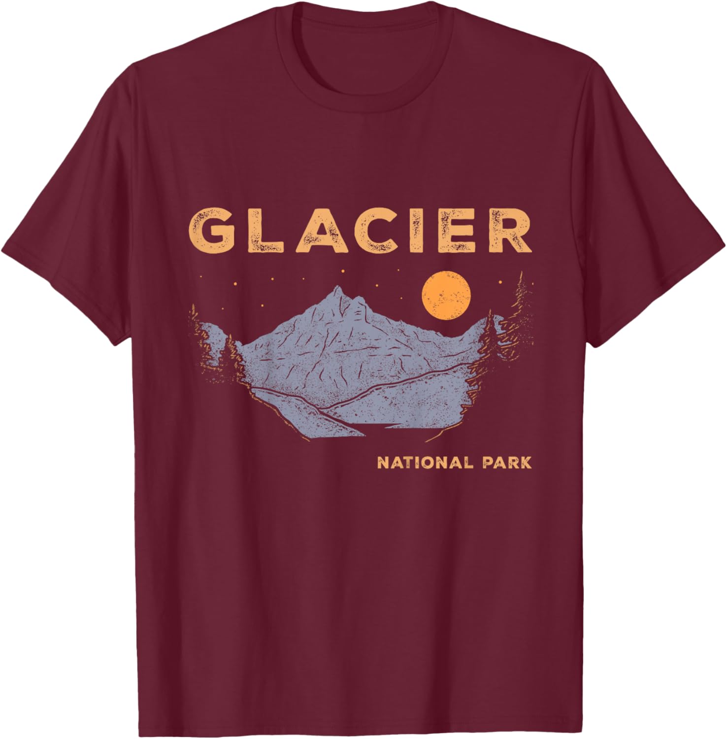 Retro Glacier National Park Souvenir Montana Boys Girls Kids T-Shirt - T-Shirt | Maroon