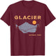 Retro Glacier National Park Souvenir Montana Boys Girls Kids T-Shirt - T-Shirt | Maroon