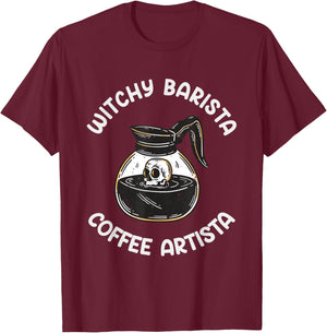 witchy barista coffee artista Halloween Spooky Barista T-Shirt - T-Shirt | Maroon