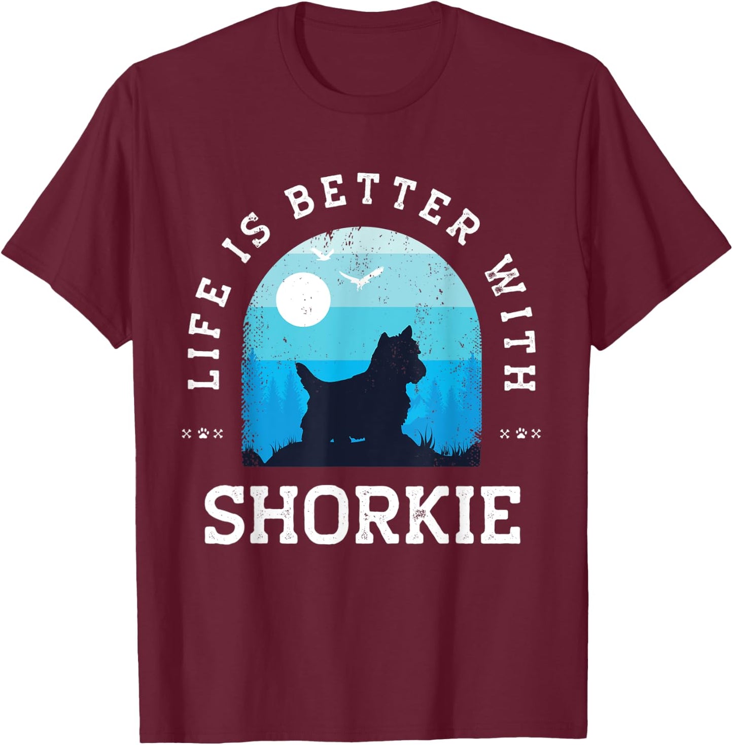 Life Better Shorkie Vintage Blue Dog Mom Dad Women Kids T-Shirt - T-Shirt | Maroon