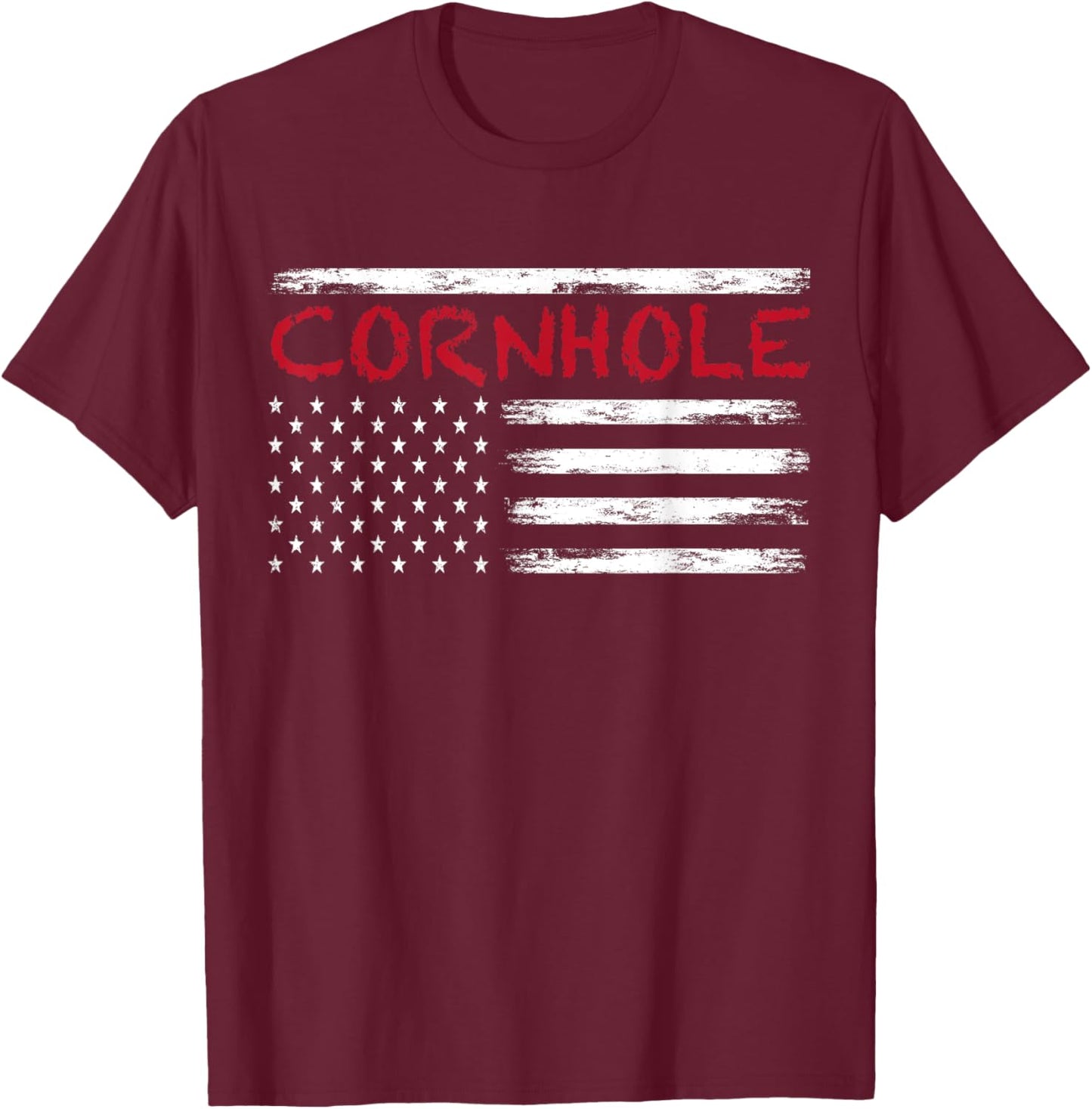 Cornhole USA American Flag United States T-Shirt - T-Shirt | Maroon