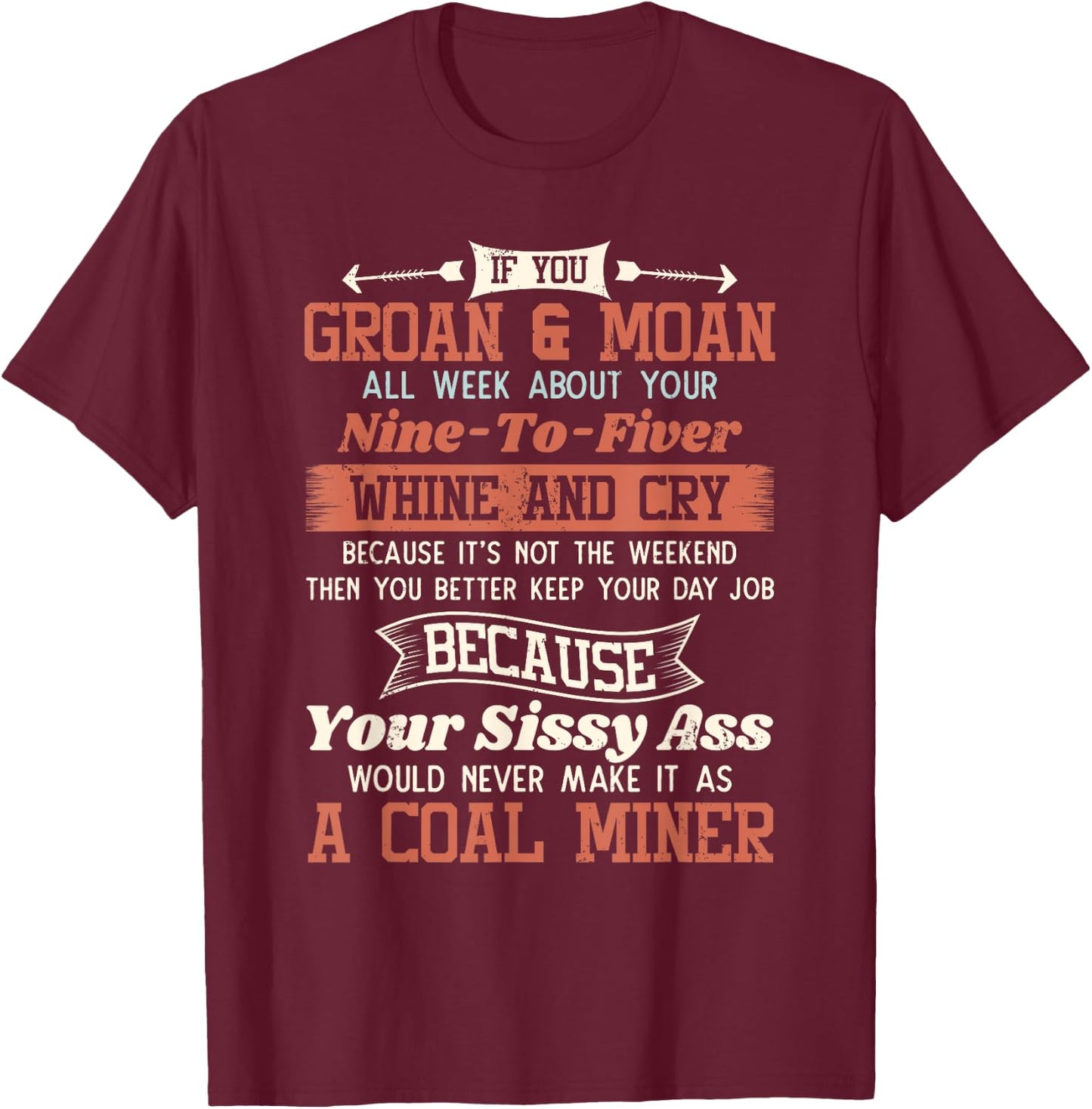 Funny Coal Miner Shirt - If you Groan And Moan T-Shirt - T-Shirt | Maroon