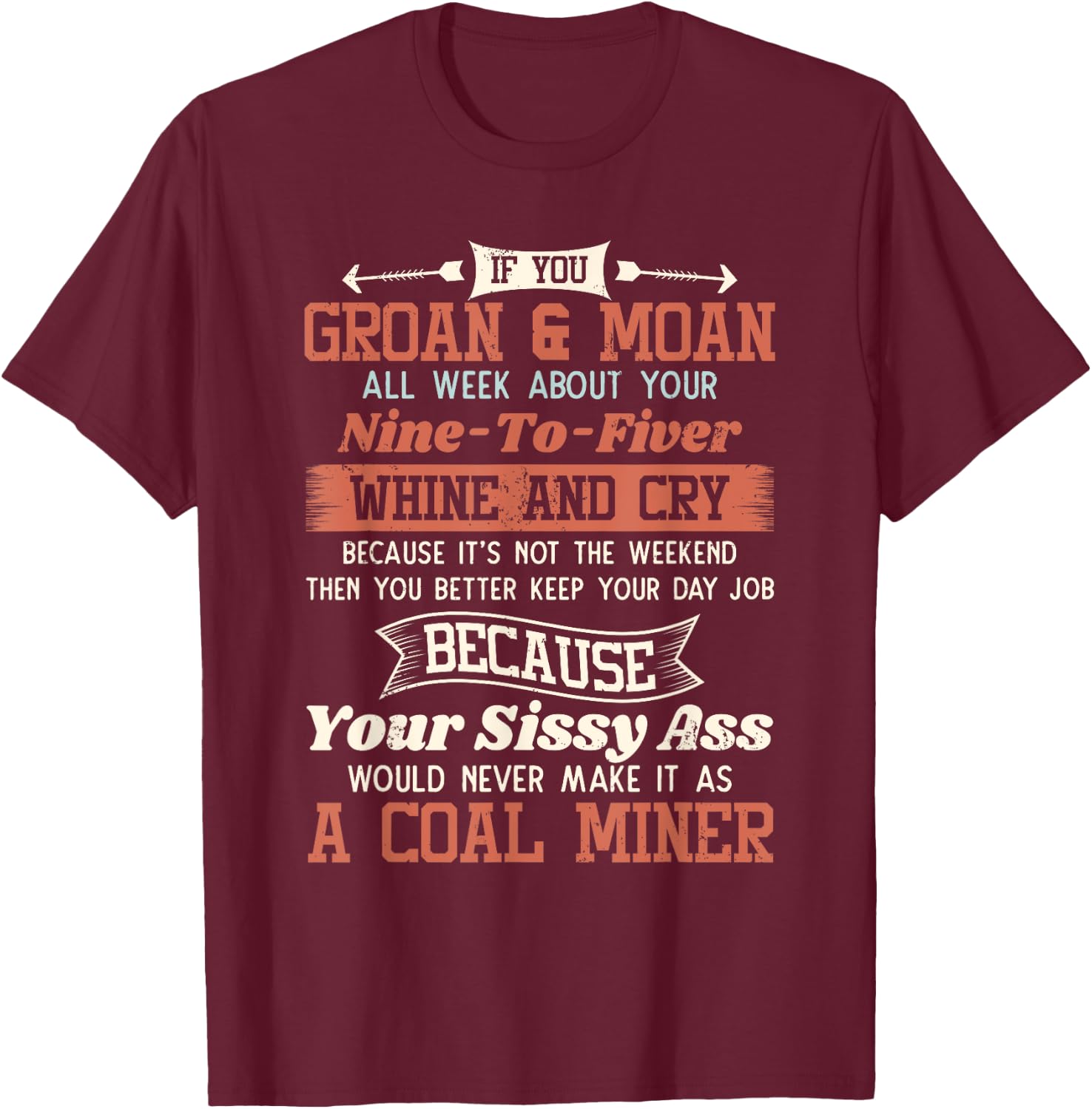 Funny Coal Miner Shirt - If you Groan And Moan T-Shirt - T-Shirt | Maroon