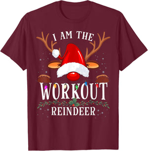 I Am The Workout Reindeer Christmas Family T-Shirt - T-Shirt | Maroon