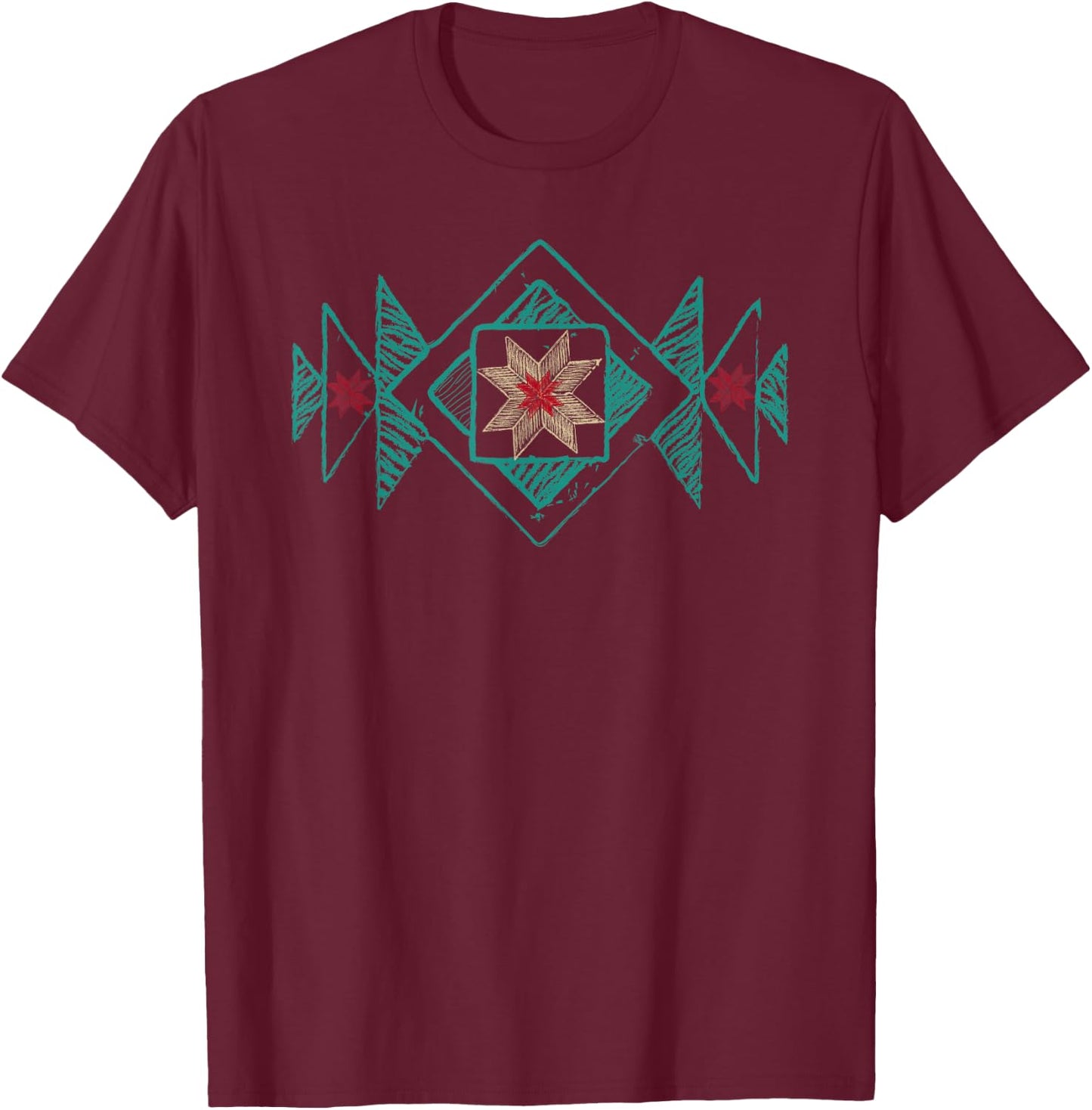 Aztec Design Graphic T-Shirt - T-Shirt | Maroon