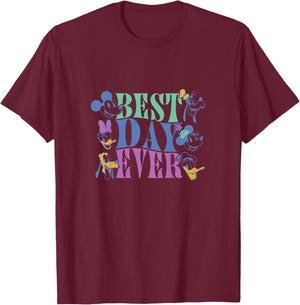 Kids Disney Mickey and Friends Best Day Ever Vintage Youth T-Shirt - T-Shirt | Maroon