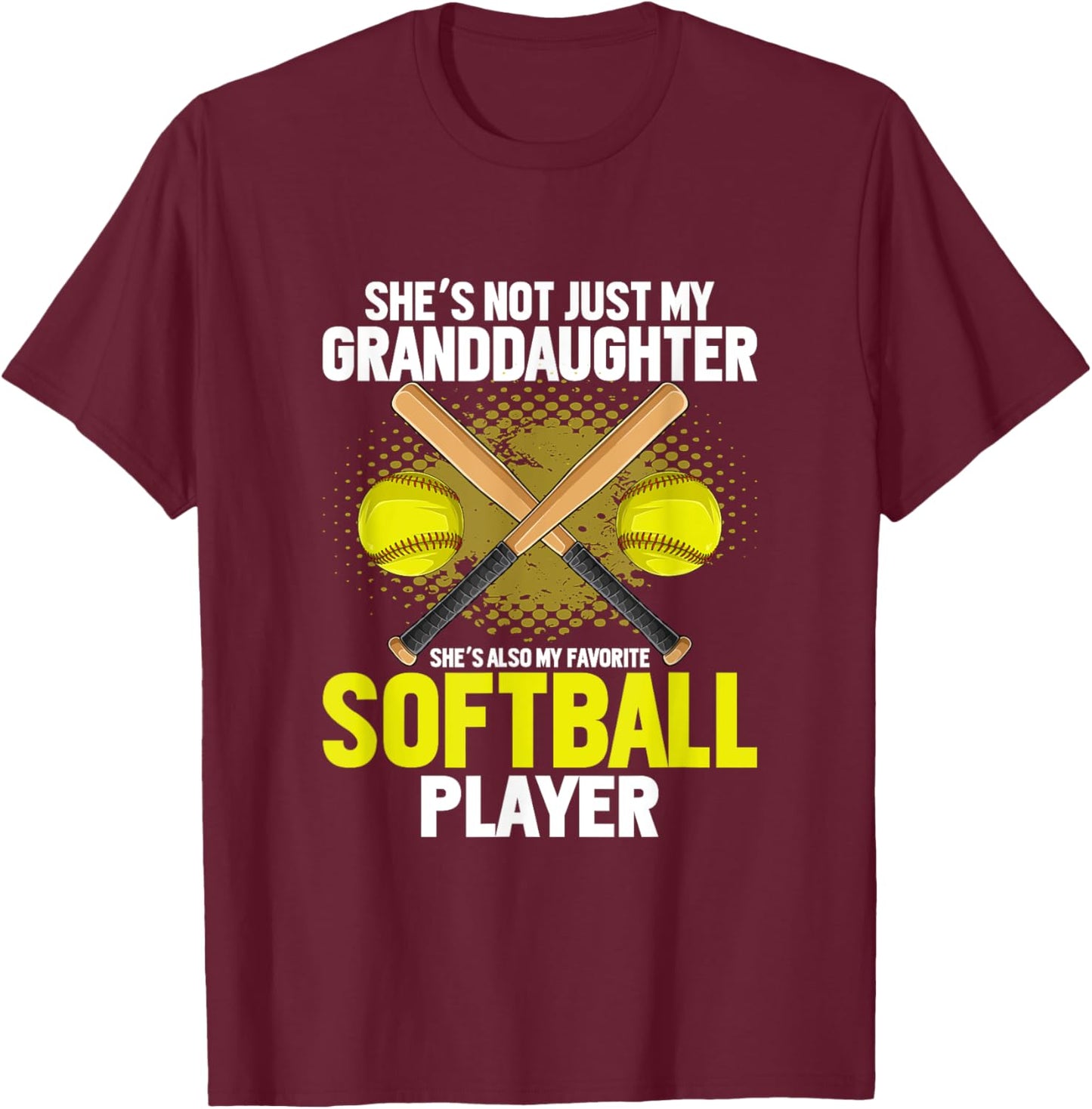 Softball Grandfather Grandpa Softball Player Daughter Sport T-Shirt - T-Shirt | Maroon