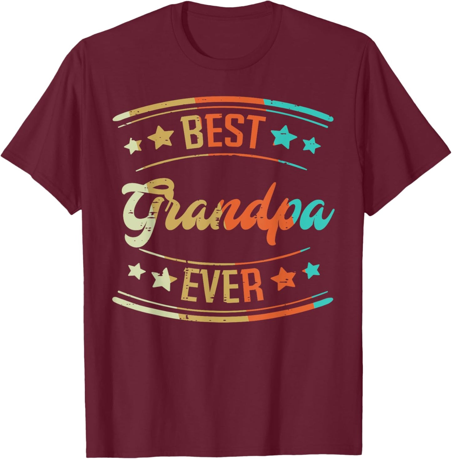Best Grandpa Ever Retro Fathers Grandparents Day Papaw Men T-Shirt - T-Shirt | Maroon