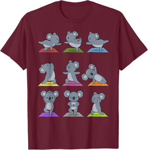 Koala Yoga Funny Koalas In Yoga Poses Sports T-Shirt - T-Shirt | Maroon