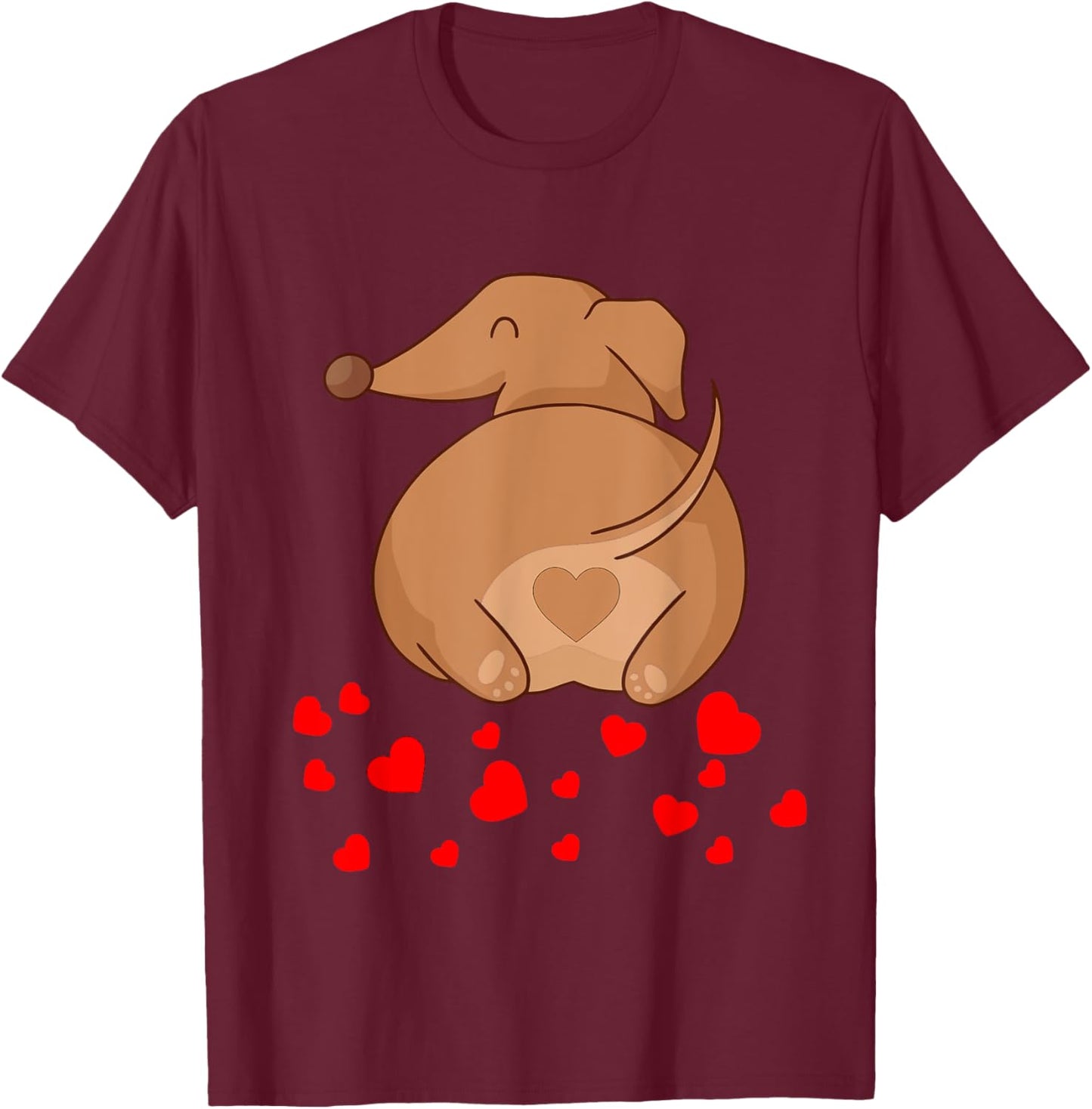 Dachshund Weenie Dog Lover Valentines Day T-Shirt - T-Shirt | Maroon