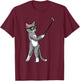 Cat With Golf Club Golfing Golfer Golf Player Men Women Girls Kids T-Shirt - T-Shirt | Maroon