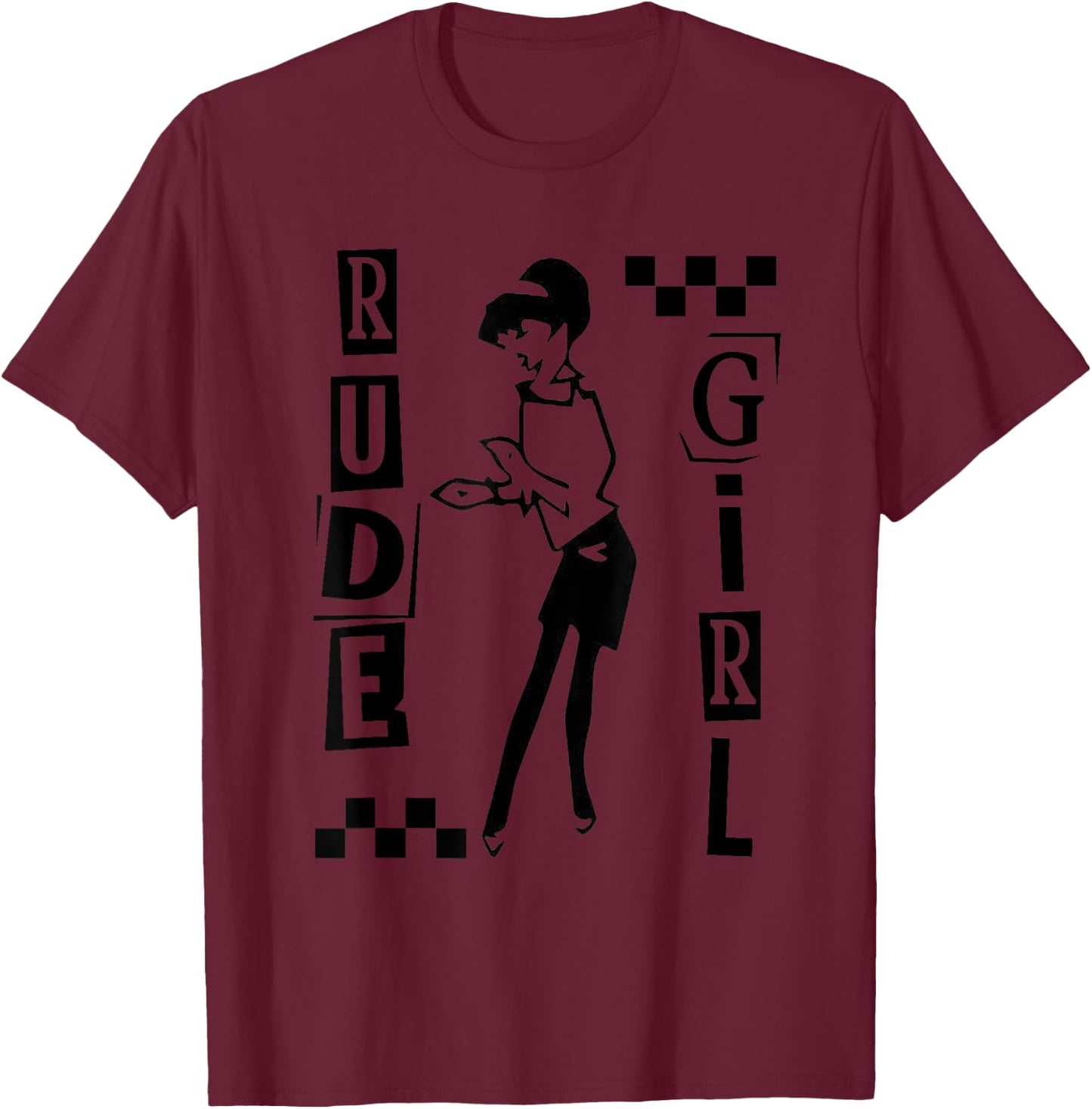 2 Tone Ska Rude Girl T-Shirt - T-Shirt | Maroon