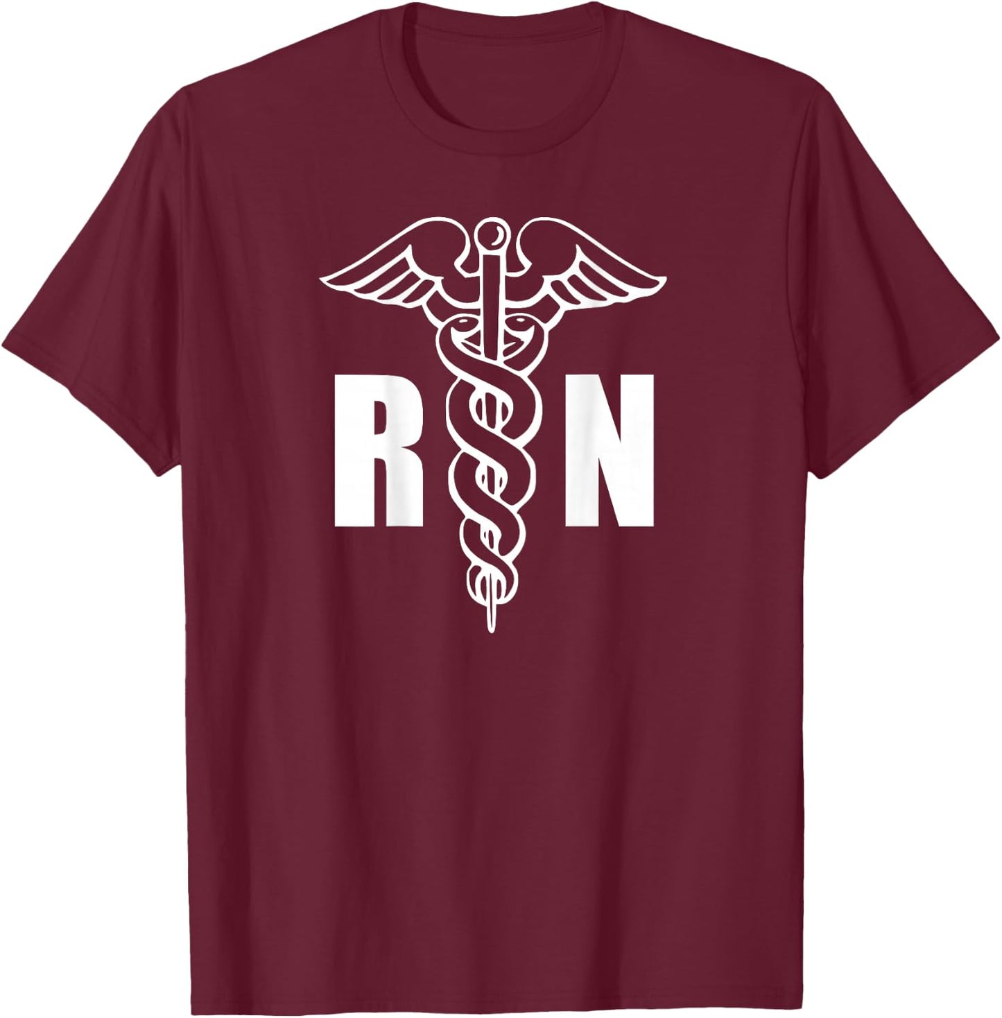 Nurse RN Caduceus Medical Symbol Nursing (Back Design) T-Shirt - T-Shirt | Maroon