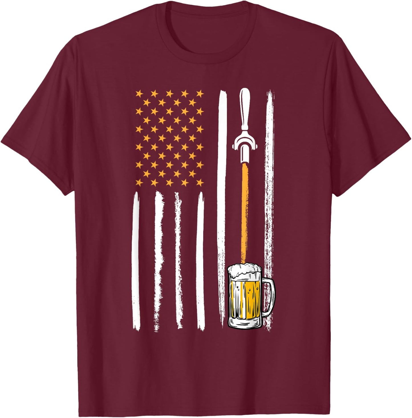 Craft Beer American Flag USA 4th July Brewery Alcohol Lovers T-Shirt - T-Shirt | Maroon