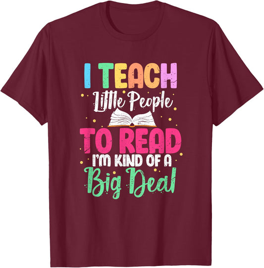 I Teach Little People To Read Funny Reading Teacher Women Girls Kids T-Shirt - T-Shirt | Maroon