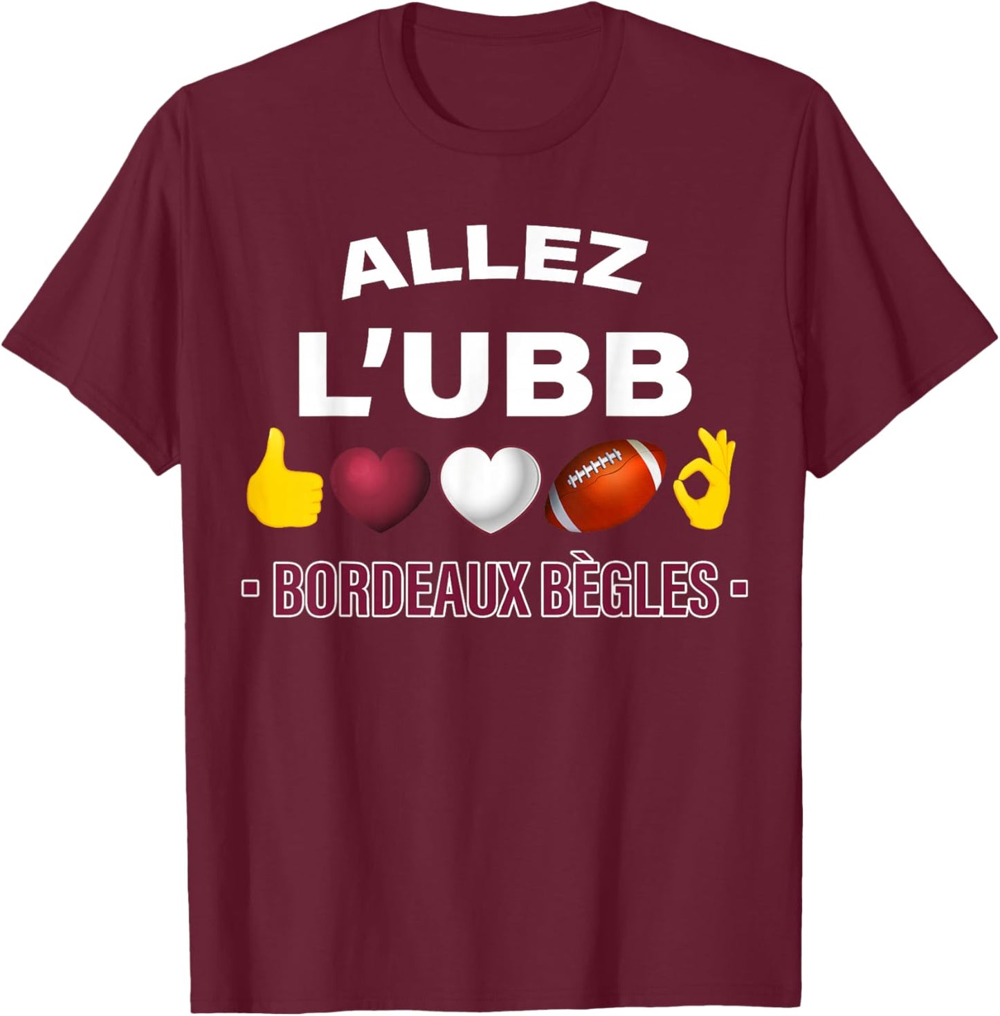 Rugby Gift Supporter Bordeaux UBB , Black, S T-Shirt - T-Shirt | Maroon