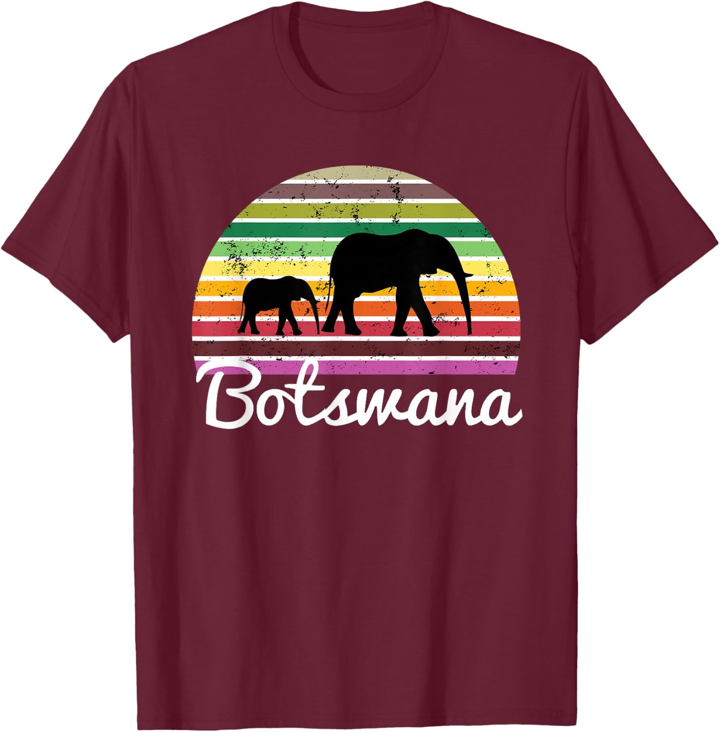 Botswana Shirt Elephant Safari Gift T Shirt T-Shirt - T-Shirt | Maroon