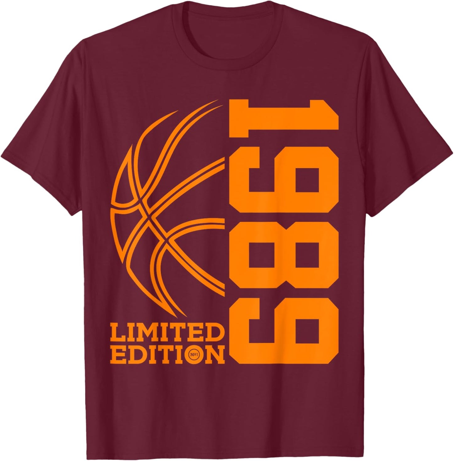 36th BIRTHDAY BASKETBALL LIMITED EDITION 1989 T-Shirt - T-Shirt | Maroon
