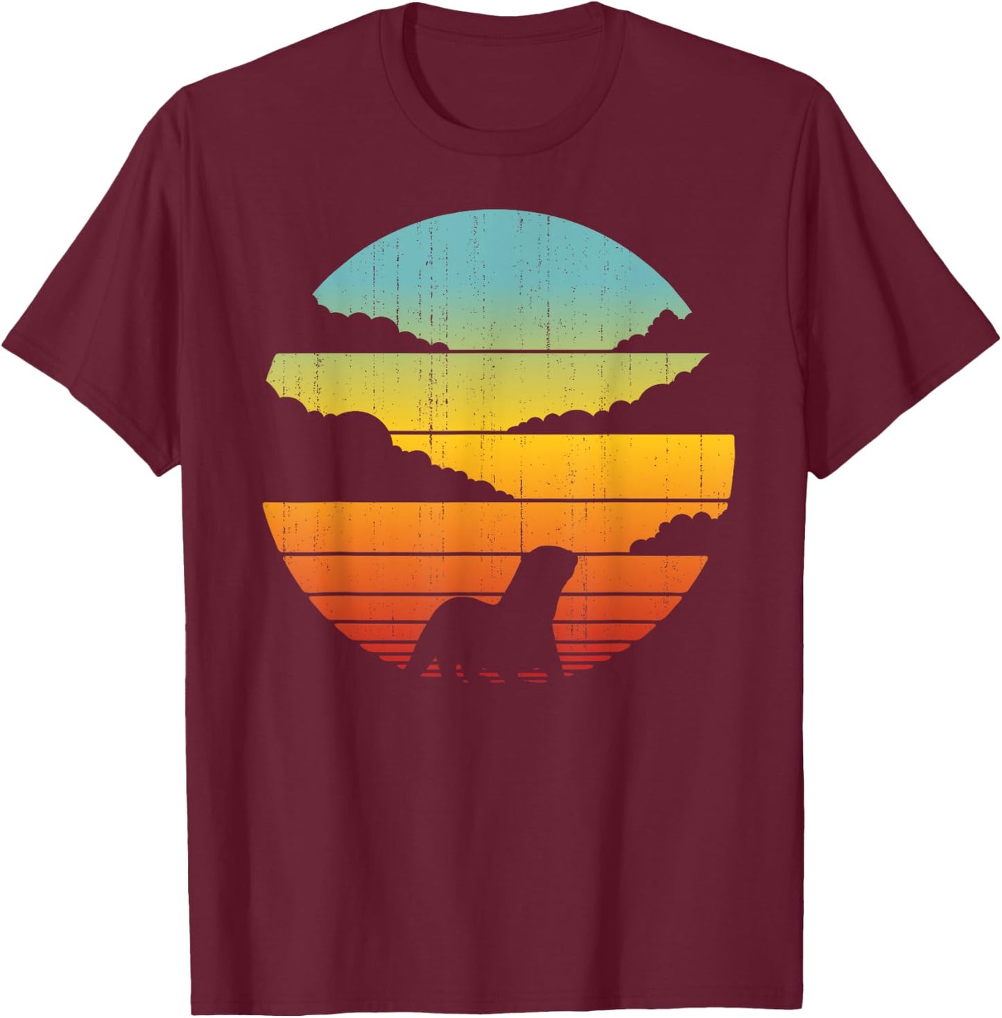 Otter Retro Vintage 60s 70s Sunset Mammal Animal Lovers Men T-Shirt - T-Shirt | Maroon