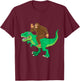 Bigfoot Riding Dinosaur T Rex Funny Men Boys Sasquatch Lover T-Shirt - T-Shirt | Maroon