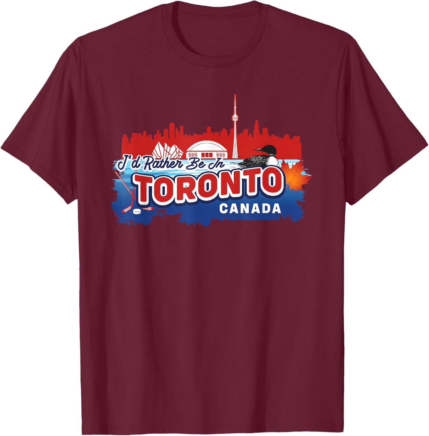 I'd Rather Be In Toronto Canada Vintage Souvenir T-Shirt - T-Shirt | Maroon