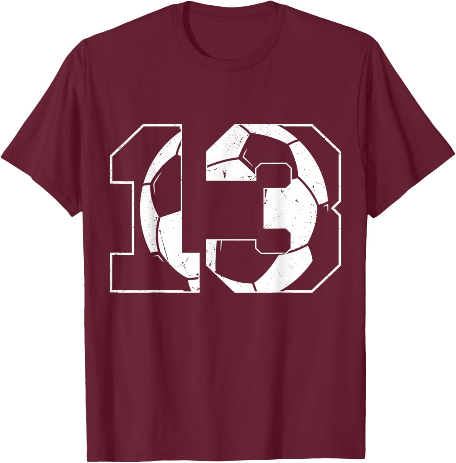 13th Birthday Boy Soccer Player Football 13 Years Old T-Shirt - T-Shirt | Maroon