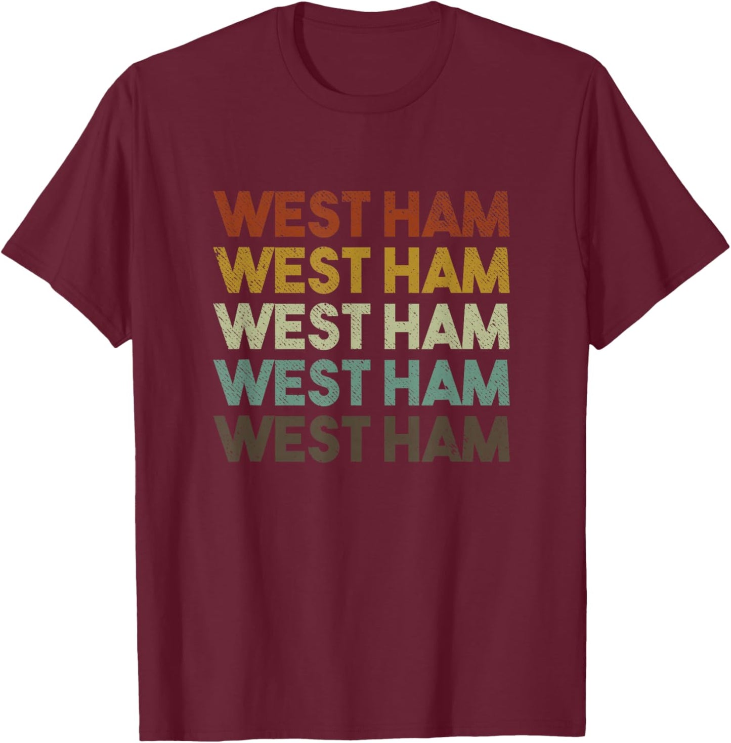 Retro West Ham London T-Shirt - T-Shirt | Maroon