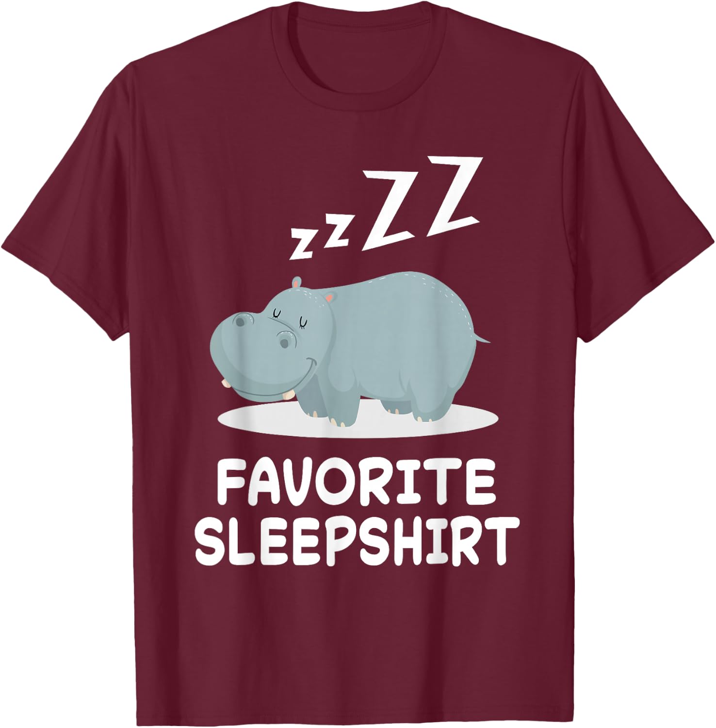 Hippo Hippos Nap Sleeping Sleep Pajama Pajamas Nightgown T-Shirt - T-Shirt | Maroon