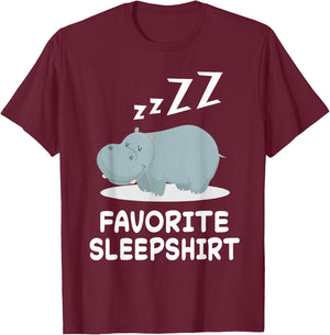 Hippo Hippos Nap Sleeping Sleep Pajama Pajamas Nightgown T-Shirt - T-Shirt | Maroon