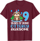9 Years Of Being Otterly Awesome 9th Birthday Cute Otter T-Shirt - T-Shirt | Maroon