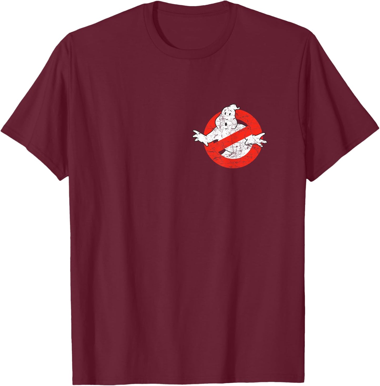 Ghostbusters Front and Back I Ain't Afraid Distressed Movie T-Shirt - T-Shirt | Maroon