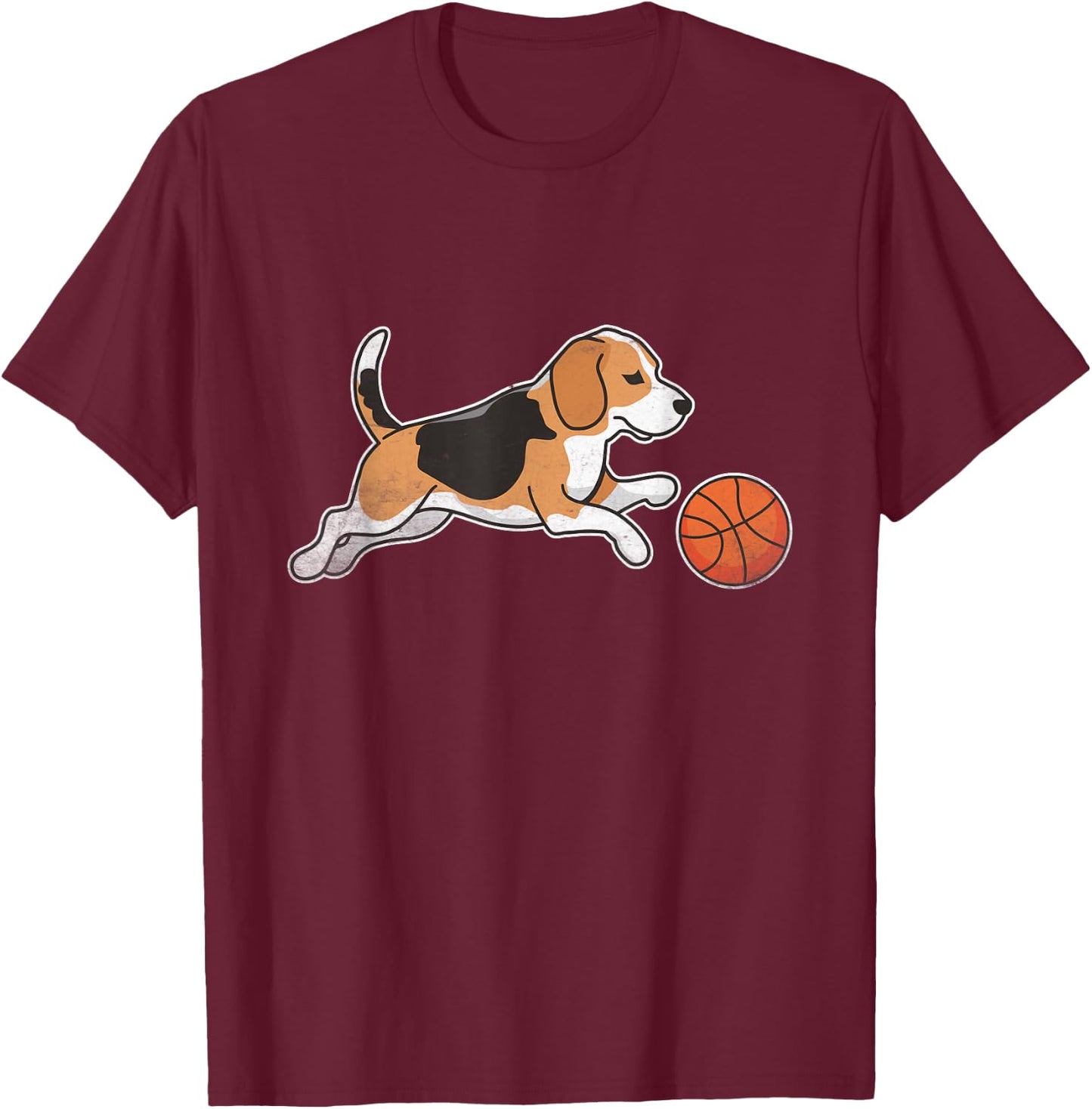 Beagle Playing Basketball Beagles Dog T-Shirt - T-Shirt | Maroon