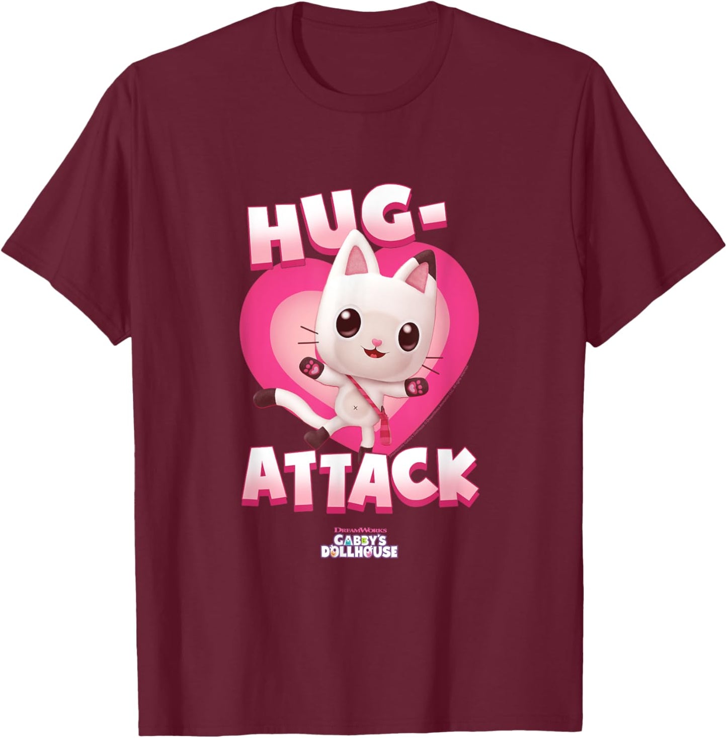 DreamWorks Gabby's Dollhouse Valentine's Day Hug Attack T-Shirt - T-Shirt | Maroon