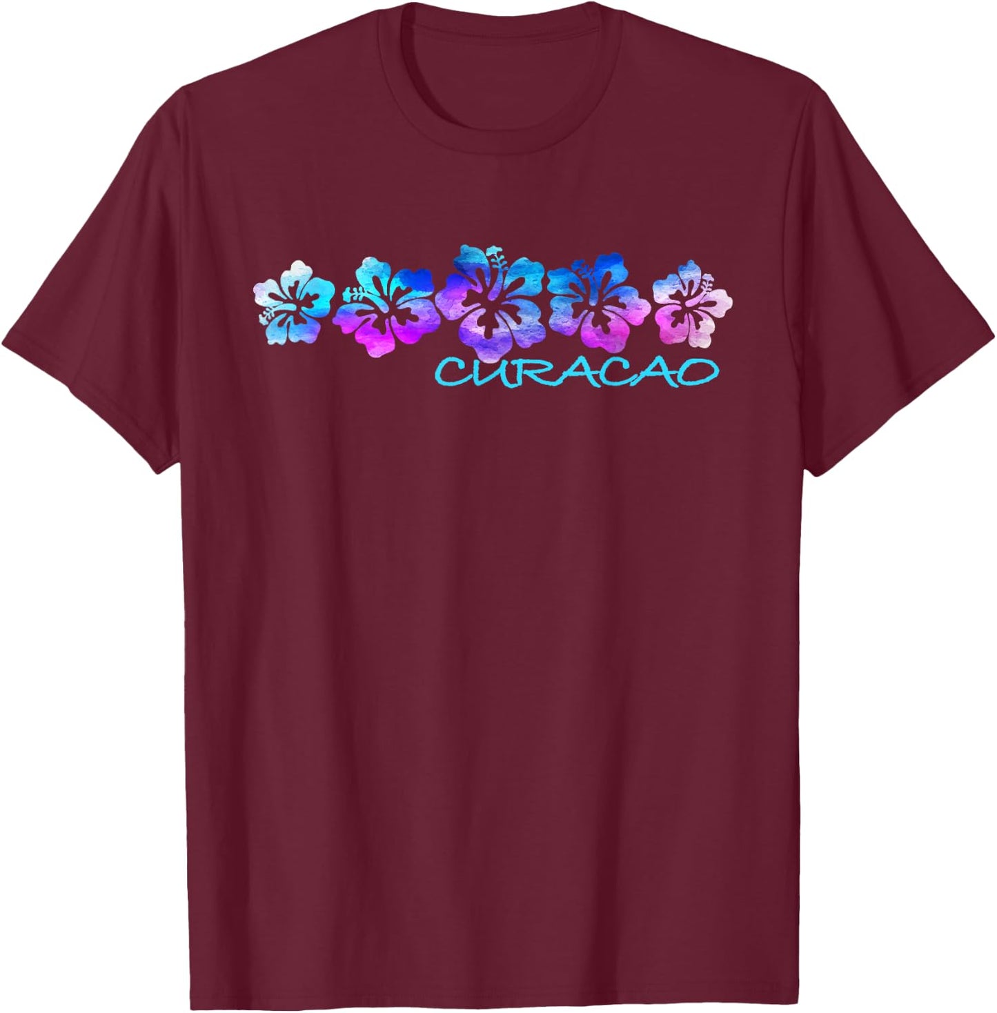 Curacao Tropical Flower -Vacation Beach T-Shirt - T-Shirt | Maroon