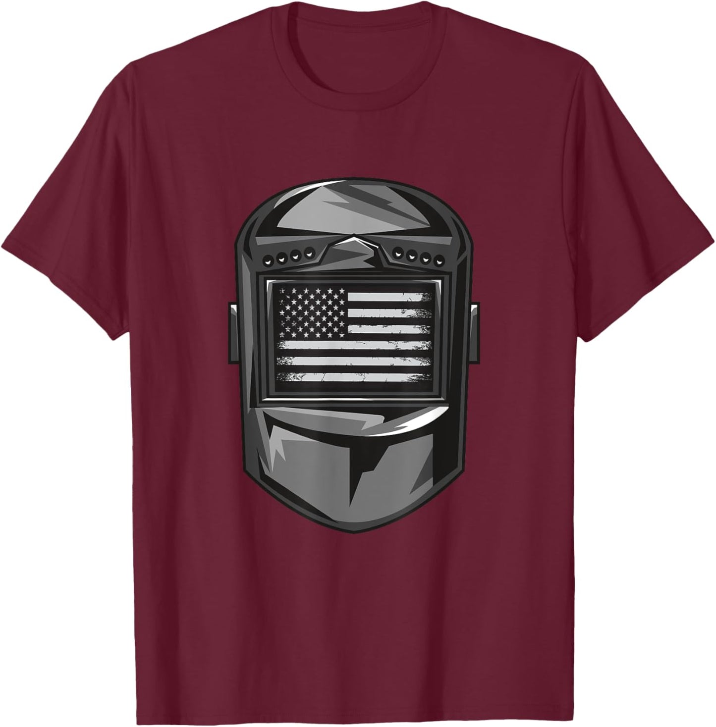 Welder American Flag T-Shirt - T-Shirt | Maroon