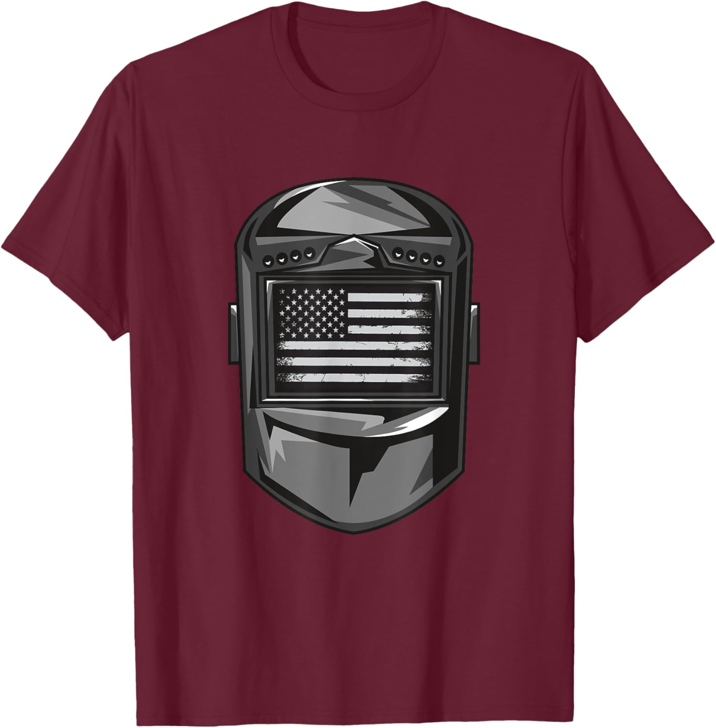 Welder American Flag T-Shirt - T-Shirt | Maroon