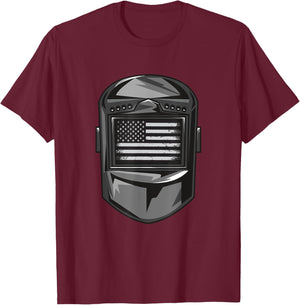 Welder American Flag T-Shirt - T-Shirt | Maroon