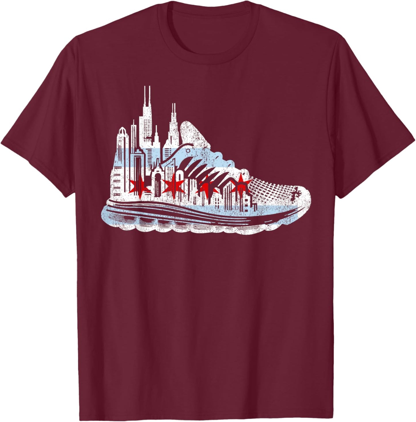 Chicago Runner Run Marathons Running Jogger Motivational T-Shirt - T-Shirt | Maroon