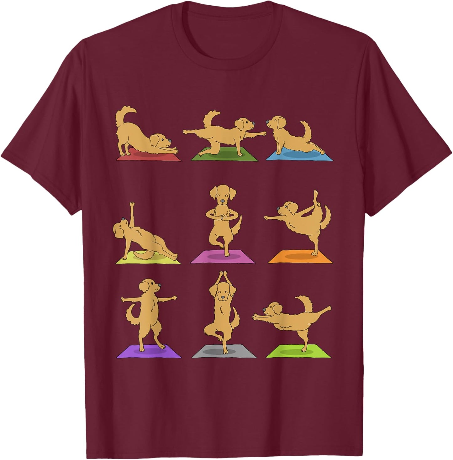 Golden Retriever Yoga Funny Dogs In Yoga Poses Shirt T-Shirt - T-Shirt | Maroon