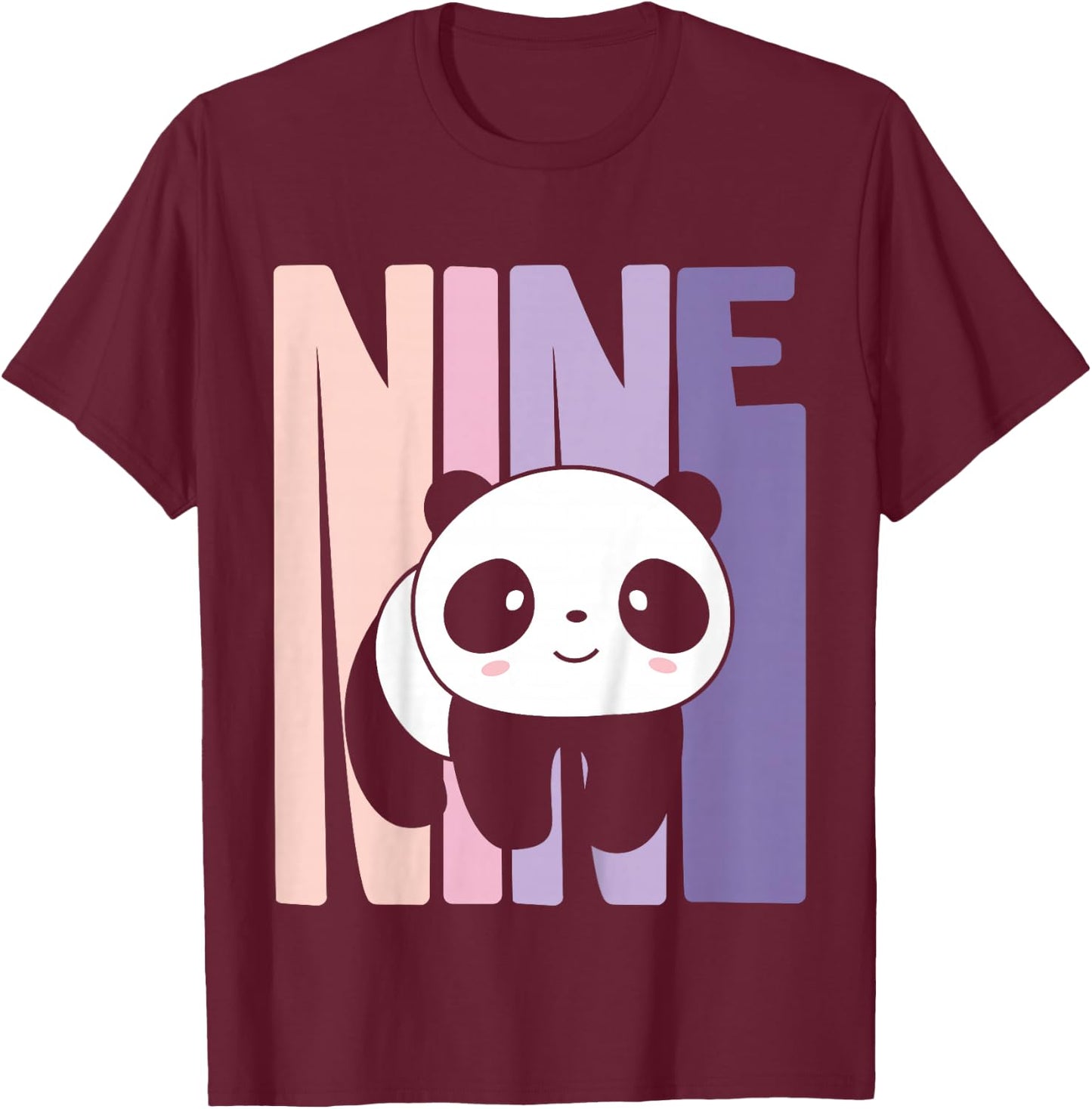9 Year Old Cute Panda Birthday Girl 9th B-day T-Shirt - T-Shirt | Maroon