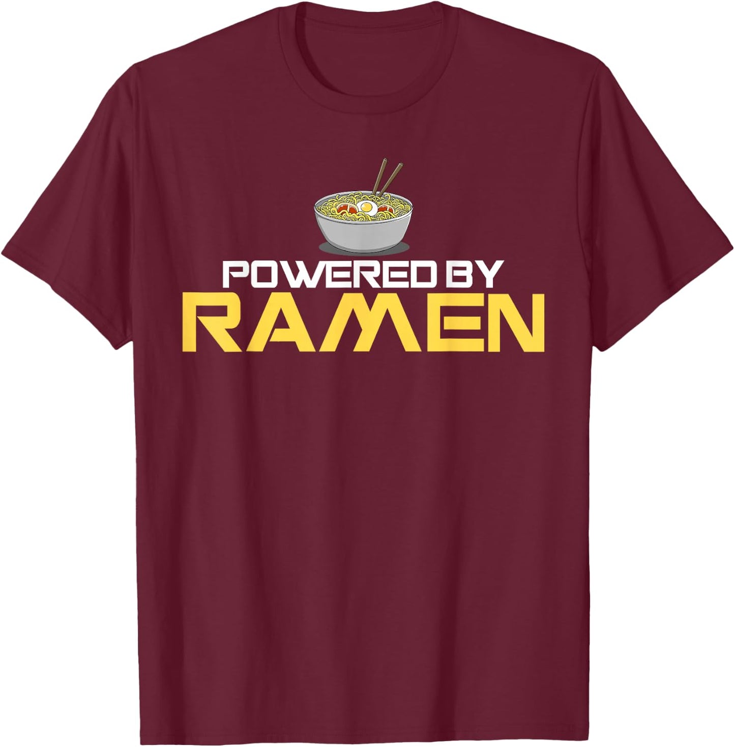 Powered by Ramen Japanese Anime Noodles T-Shirt - T-Shirt | Maroon