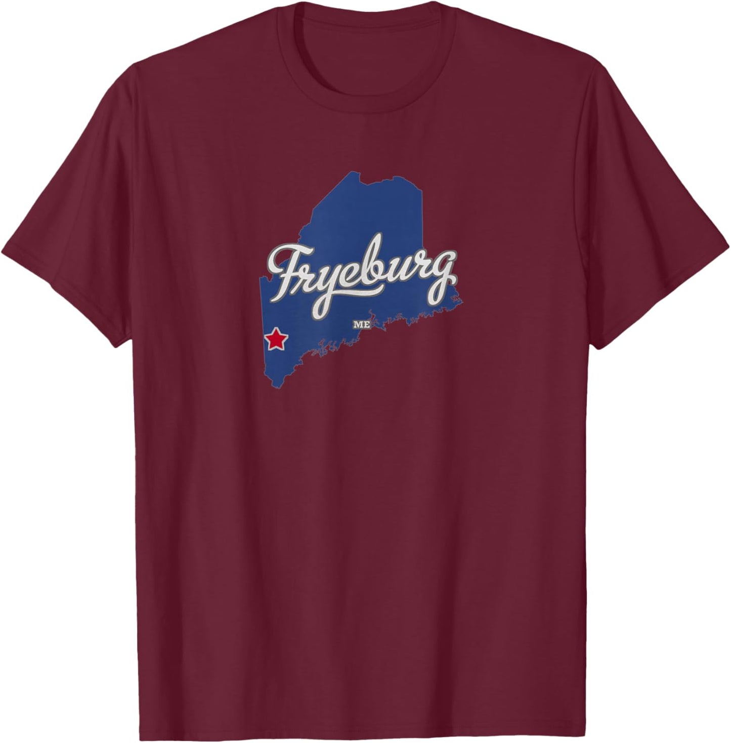 Fryeburg Maine ME Map T-Shirt - T-Shirt | Maroon