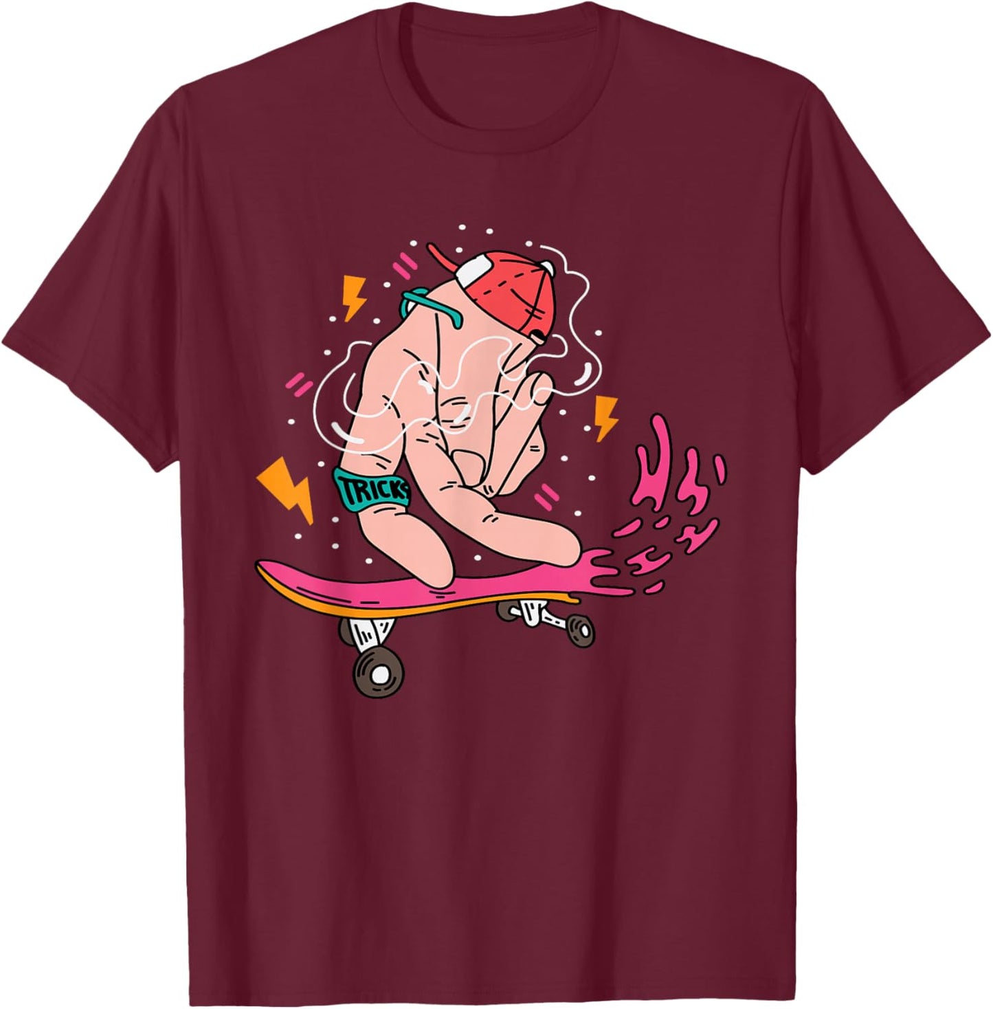 Finger Skateboarding Athlete T-Shirt - T-Shirt | Maroon
