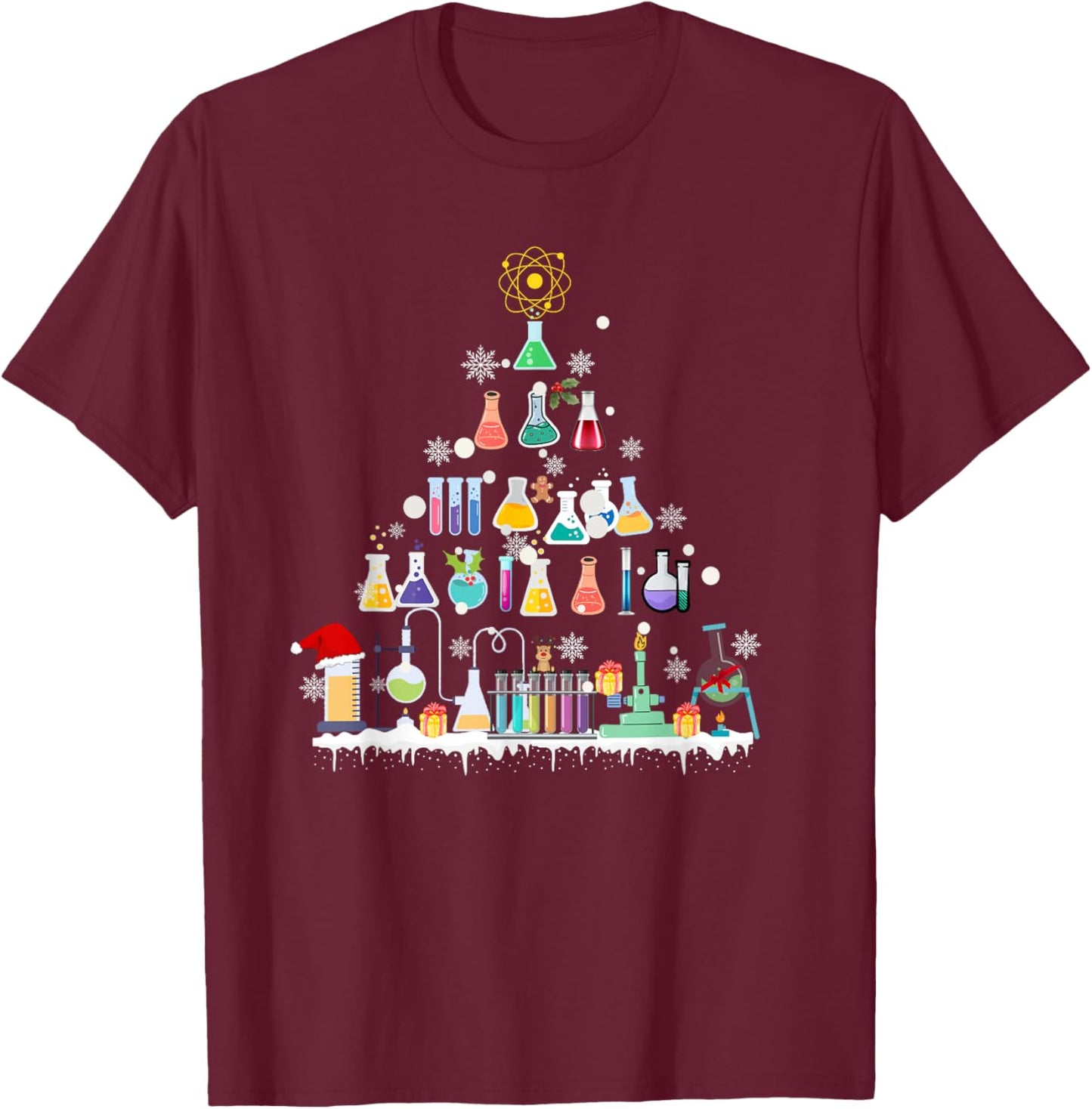 Oh Chemistree Funny Christmas Tree Chemical Science Teacher Women Kids T-Shirt - T-Shirt | Maroon