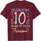 Celebrating 10 Years Being Awesome 10th Birthday Girls Kids T-Shirt - T-Shirt | Maroon
