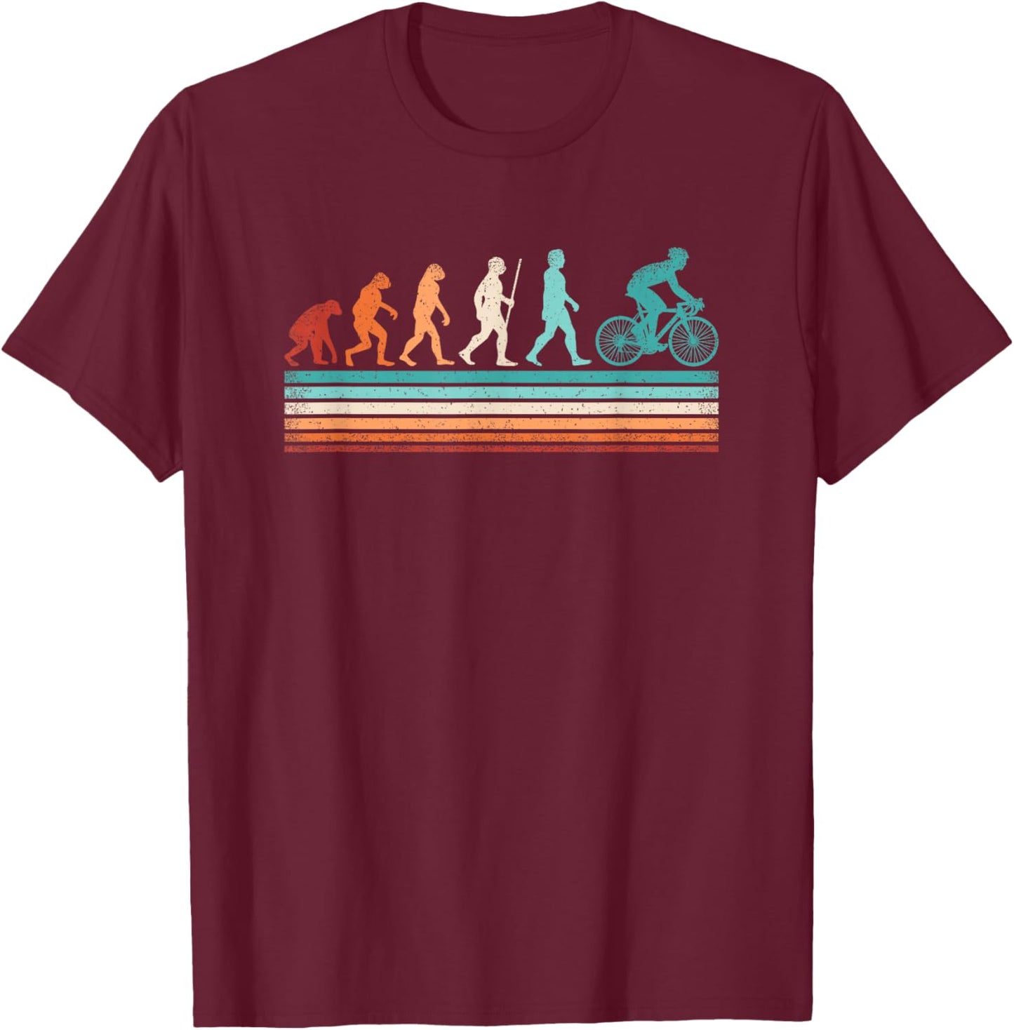 Retro Cyclist Evolution Cycling Biking Bicycle Men Women T-Shirt - T-Shirt | Maroon